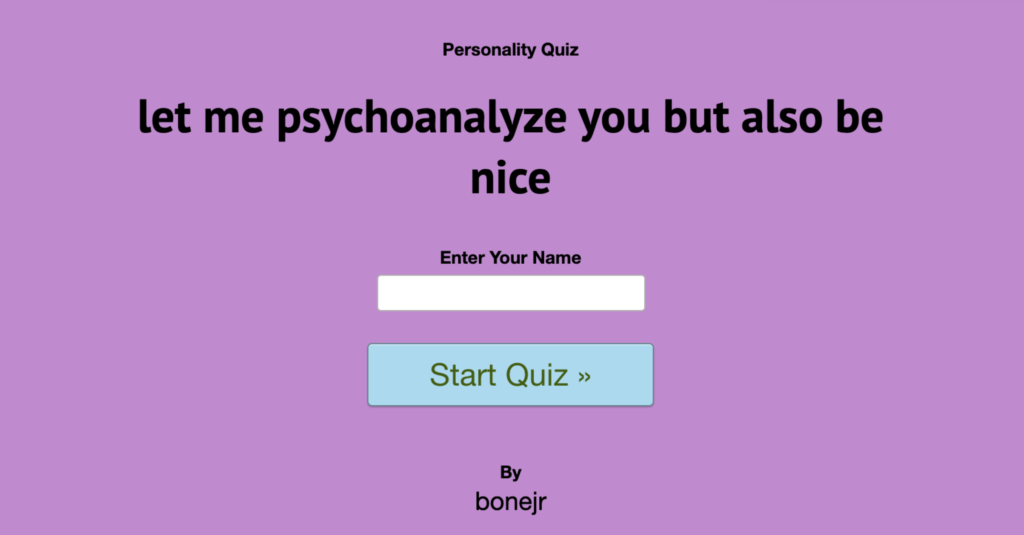 Personality Quiz By Azixx