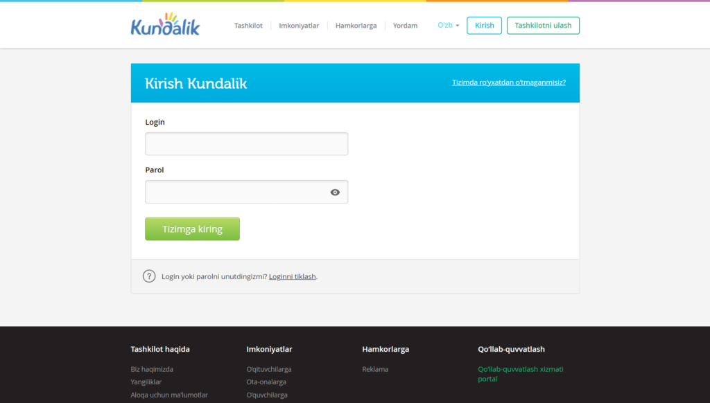 Login.kundalik.com kirish