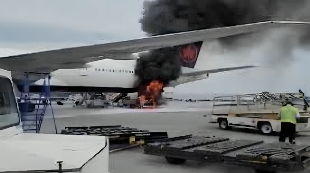 air canada boeing plane catches fire